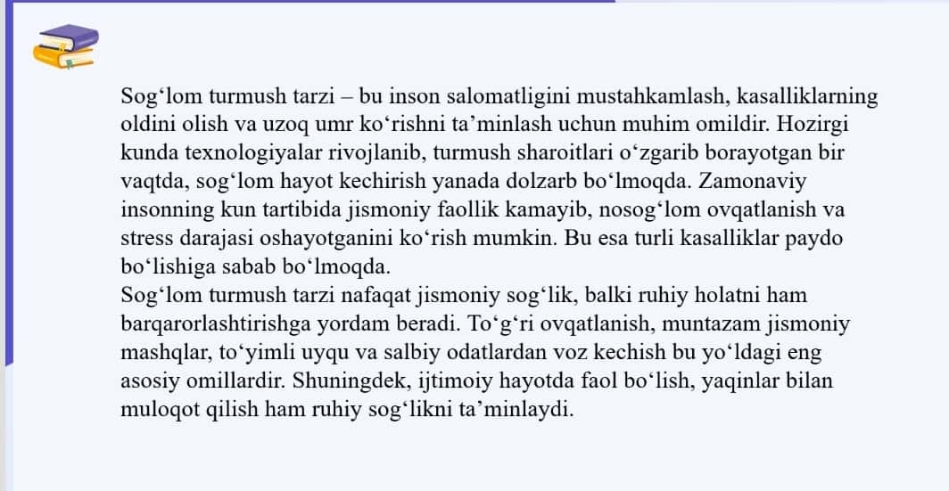 Sog‘lom turmush tarzi SLAYD 1