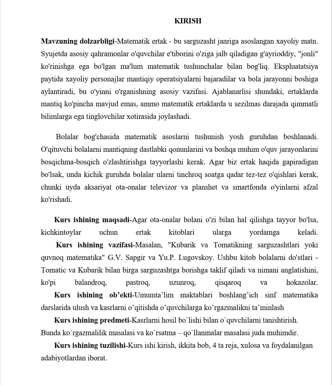 Ulush va kasr o'nli kasr mavzusini o'rgatishda ko'rgazmaliklardan foydalanish 1