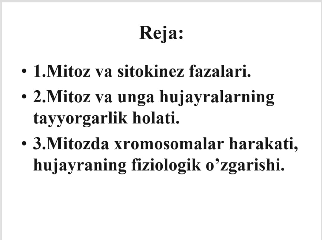 Mitoz
Hujayra reproduksiyasi 1
