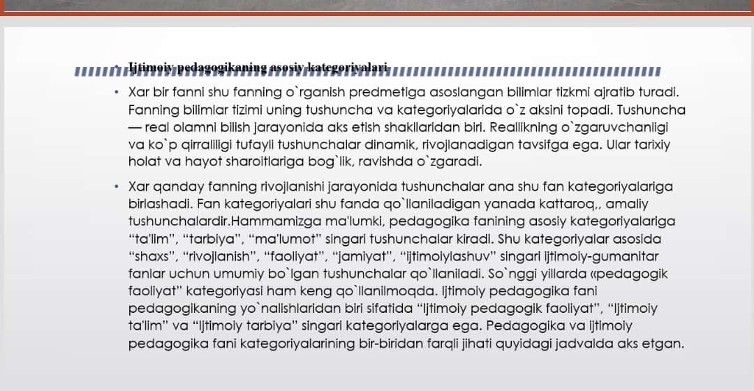 IJTIMOIY PEDAGOGIKA FANINING KATEGORIYALARI VA TAMOYILLARI 1