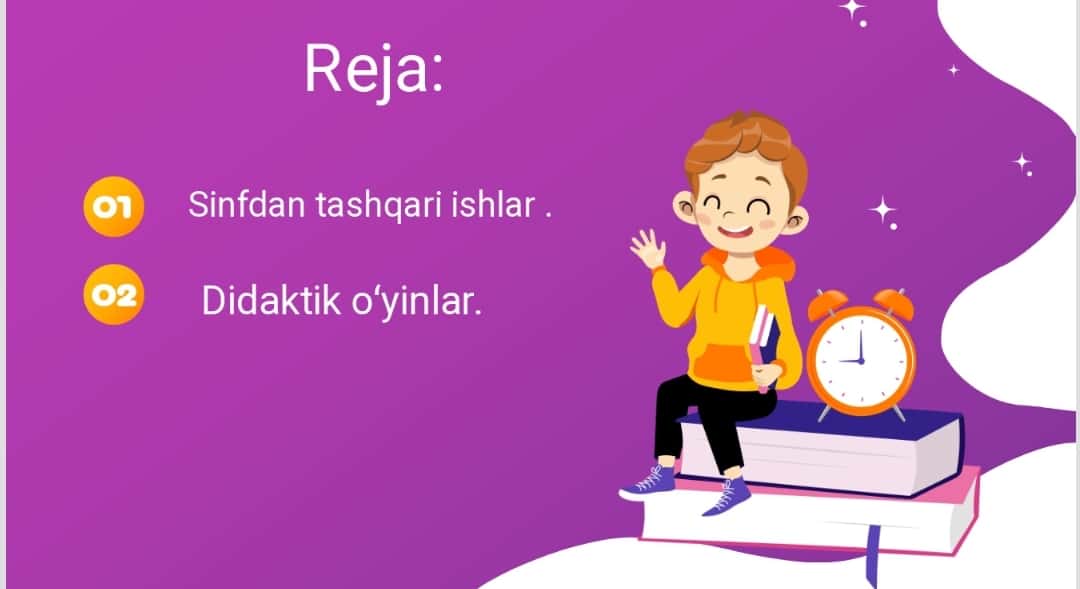 Mavzu: Sinfdan tashqari mashgʻulotlarda didaktik oʻyinlarning ahamiyati, mazmuni ulardan foydalanish usullari. 1