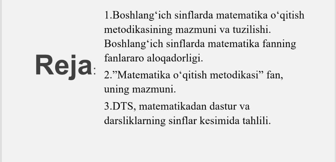 Boshlangʻich sinflarda matematika kursining mazmuni va tuzilishi 1