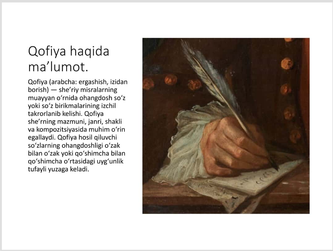 Mumtoz qofiya tiplari va turlari 1