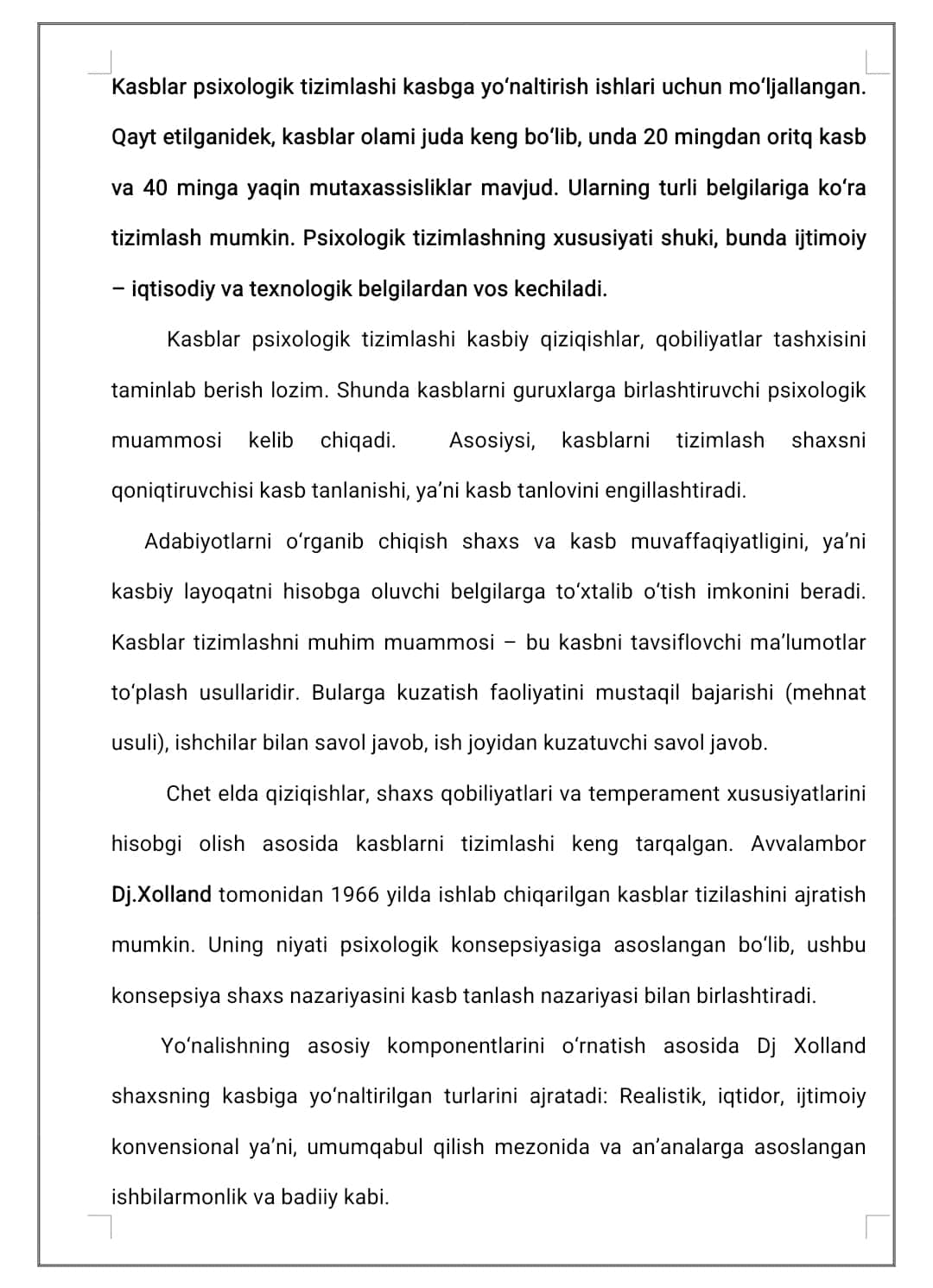 Kasblar va ularning klassifikatsiyasi 1