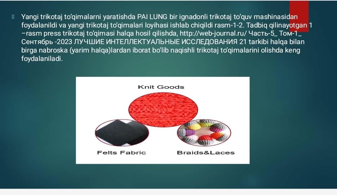 Bir ignadonli MT/KT mashinalari misolida trikotaj to’qiydigan mashinalarning markalari va O’zbekiston jahon sanoatida tutgan o’rni. 1