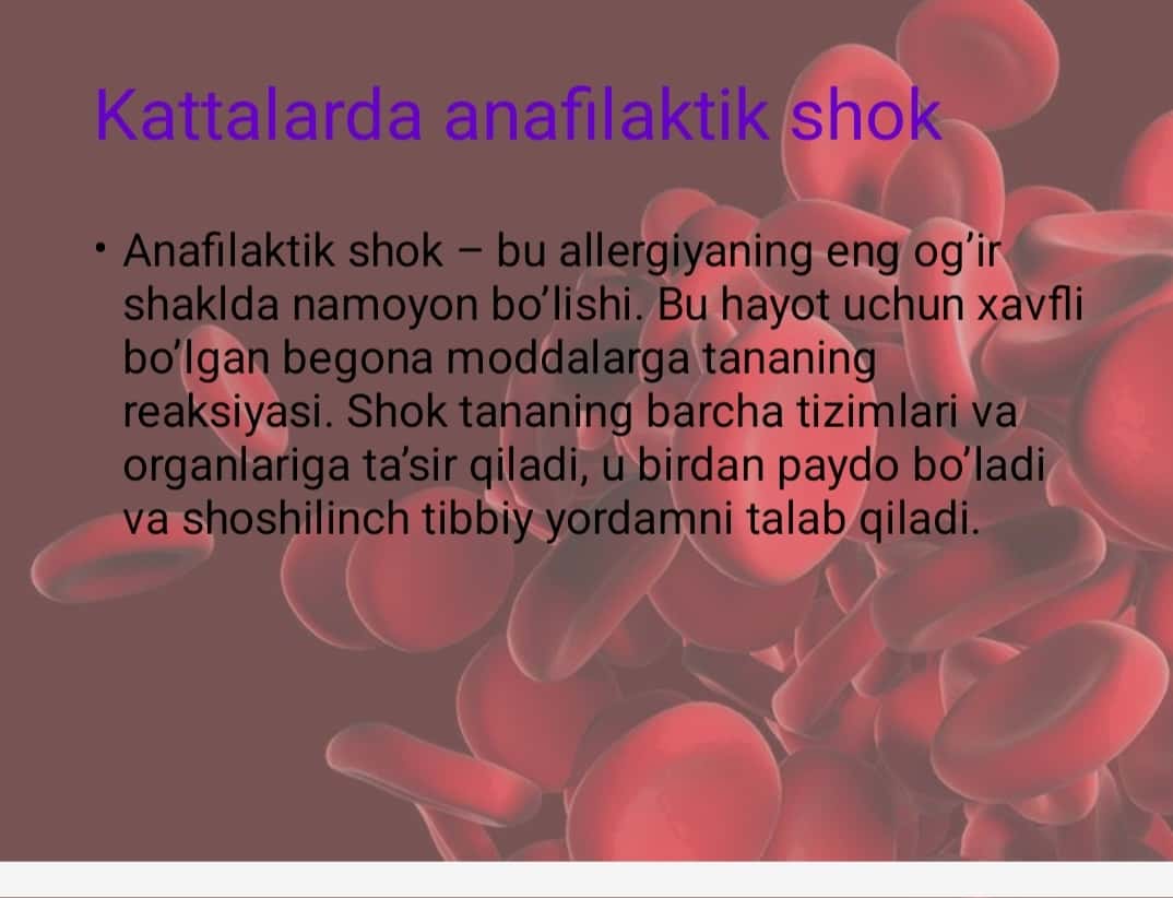 Anafilaktik shok: sabablari, klinikasi va tashxisi, birinchi yordam 1