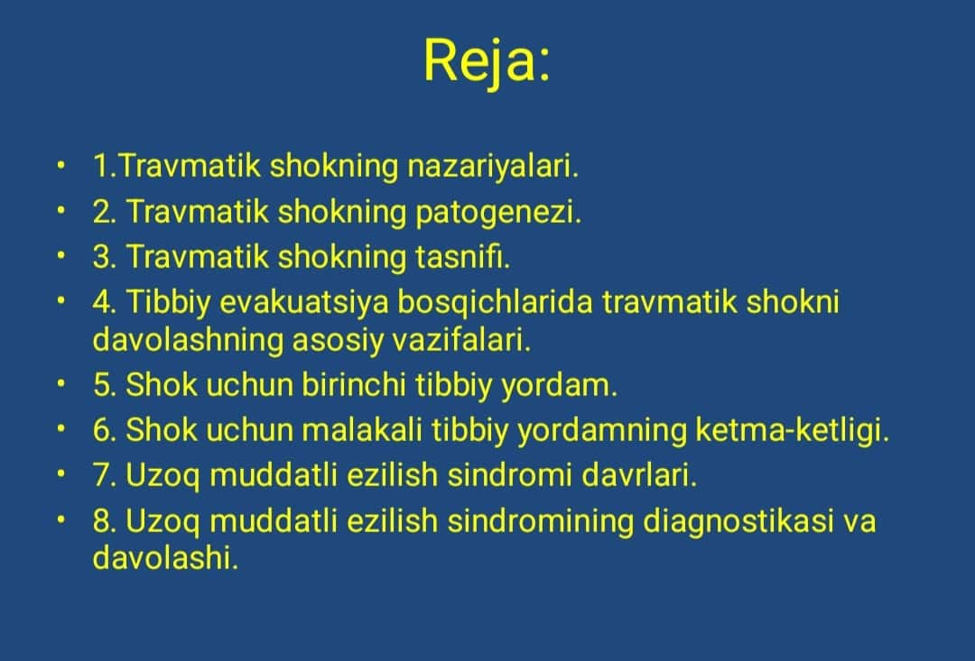 Travmatik shok. Uzoq muddatli siqilish sindromi . 1