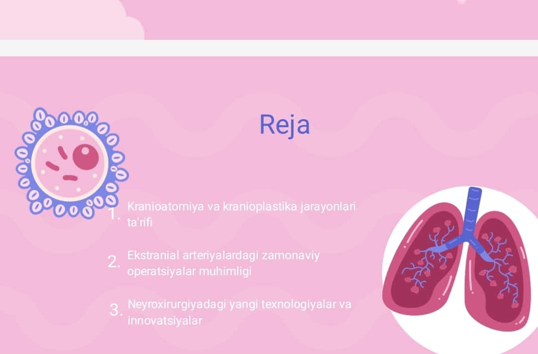 Neyroxirurgiyada qoʻlga kiritilgan yutuqlar.Kranioplastika va Kraniotomiya.Ekstranial arterialardagi operaysiyalar 1