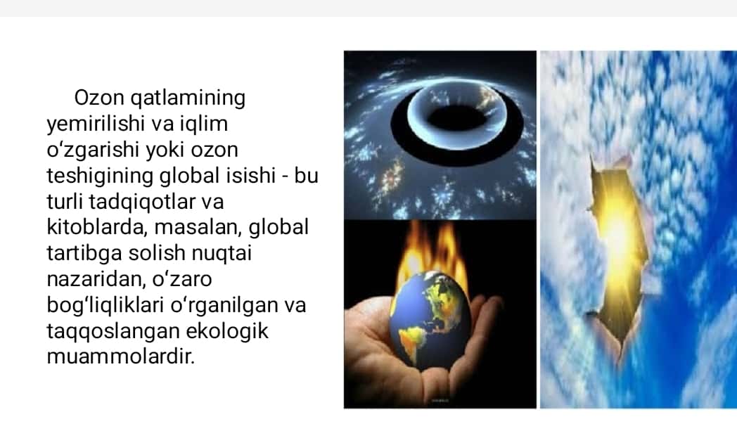 Ozon qatlamining yemirilishi va uning salbiy oqibatlari 1