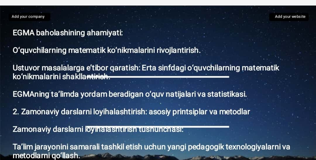 "EGMA xalqaro baholash dasturi asosida zamonaviy darslarni loyihalashtirish" 1