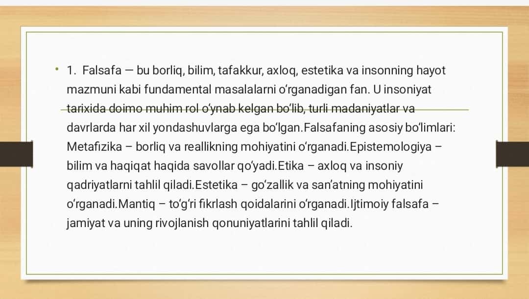 Falsafa fani 1