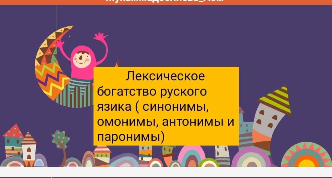 Лексическое богатство руского язика ( синонимы, омонимы, антонимы и паронимы) 1