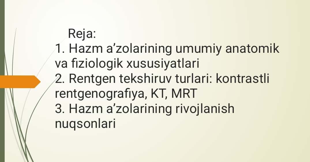 Hazm aʼzolarining rentgenanatomiyasi va rivojlanish nuqsonlari 1