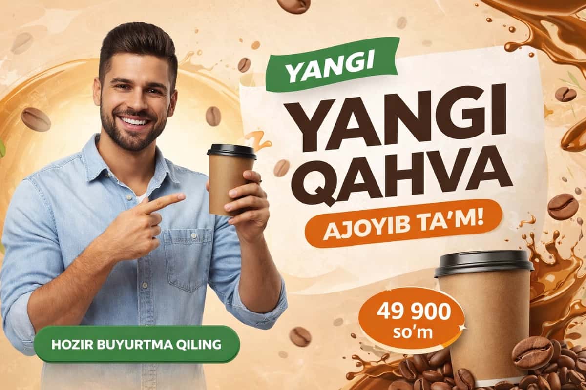 Qahva uchun Promo Banner Dizayn 1