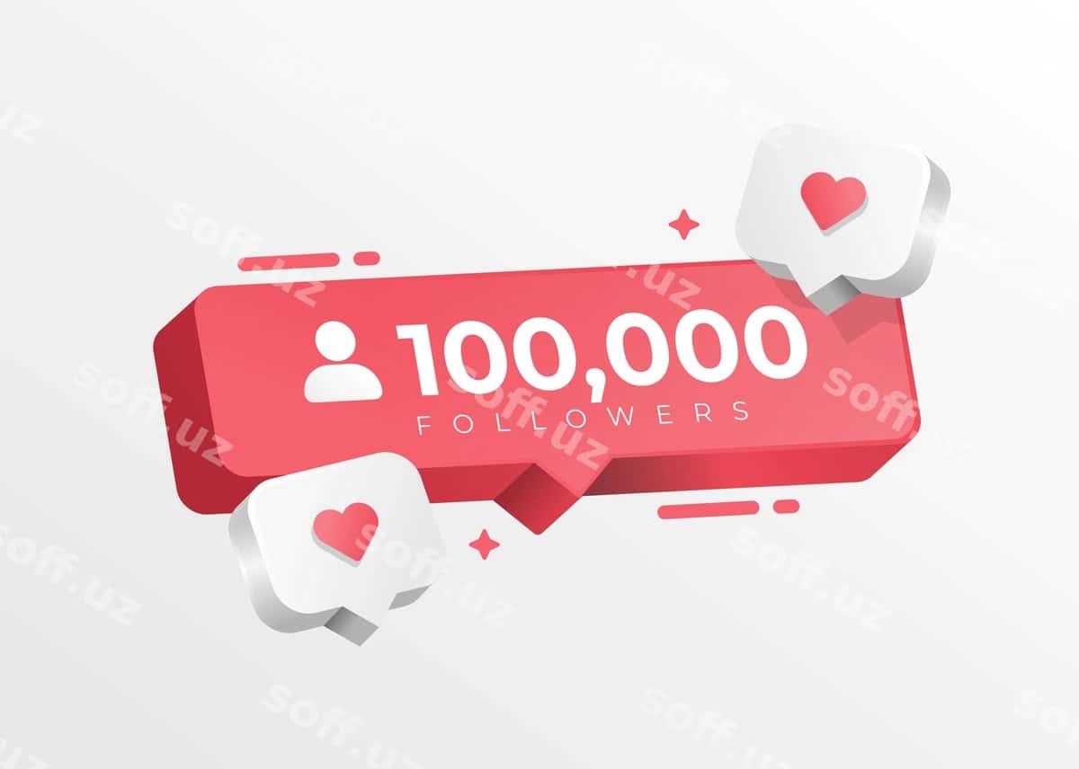 100k ijtimoiy tarmoqlar kuzatuvchilari dizayni | 100k social media followers design 1