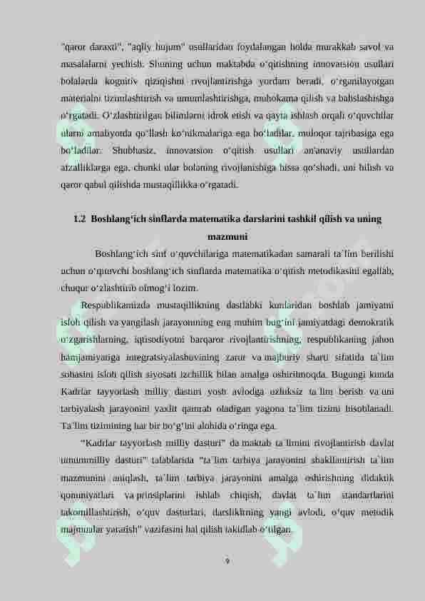 1-sinf matematika darslarini innovatsion texnologiyalar asosida tashkil qilish 8