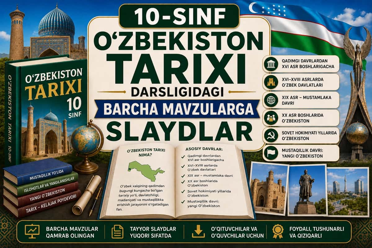 10-sinf O'zbekiston tarixi darsligidagi barcha mavzularga slaydlar 1