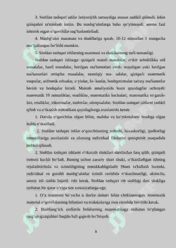 Boshlang‘ich sinflarda matematika fanidan mustaqil ishlarni tashkil etishda yozma topshiriqlardan foydalanish metodikasi 4-sinf misolida. 7