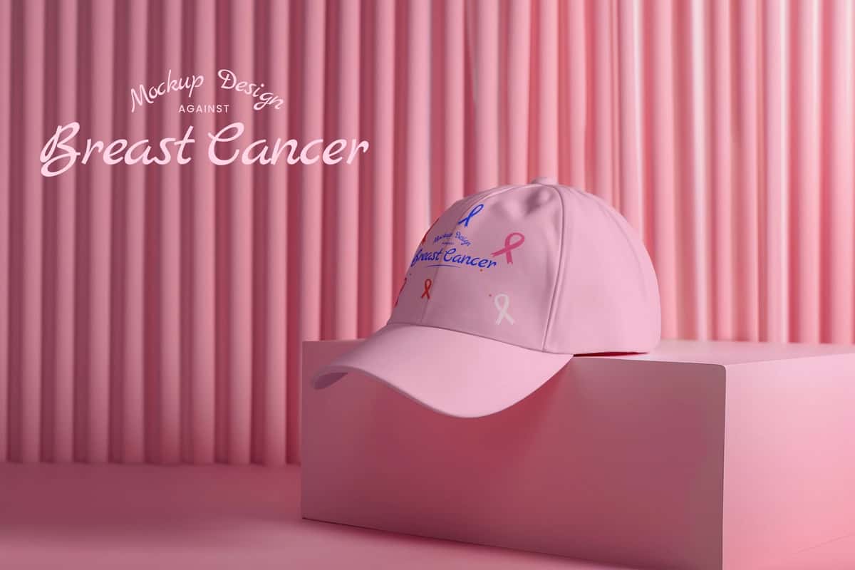 Natyurmort ko'krak bezi saratoni kuni marketing maketi | Still life breast cancer day marketing mockup 1