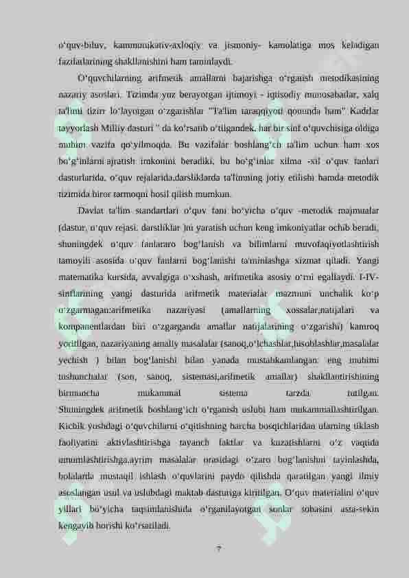1-sinf arifmetik amallarni o’rgatishda pedagogik texnologiyalardan foydalanish 7