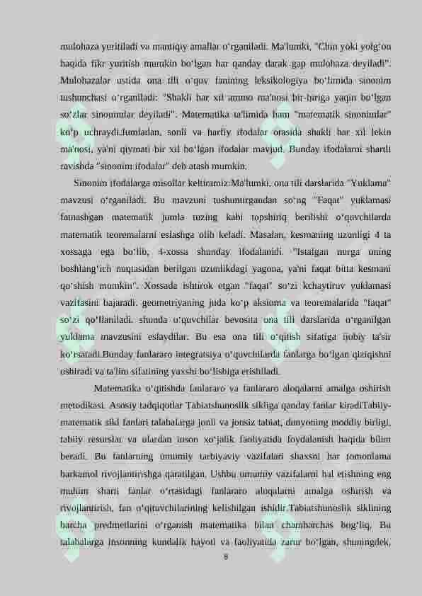 Boshlang‘ich sinf matematika darslarida integratsiyalashgan ta'lim texnologiyalaridan foydalanish 8