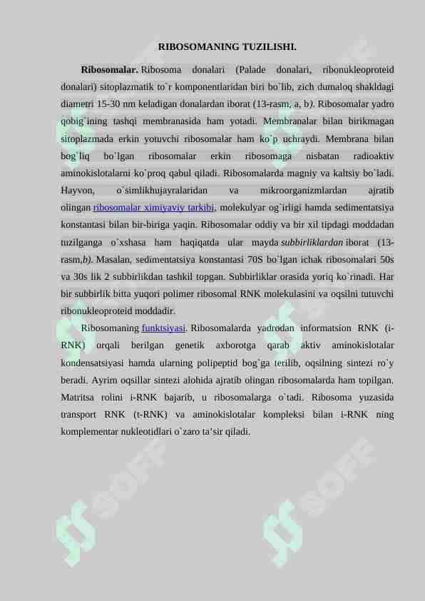 RIBOSOMANING TUZILISHI 1