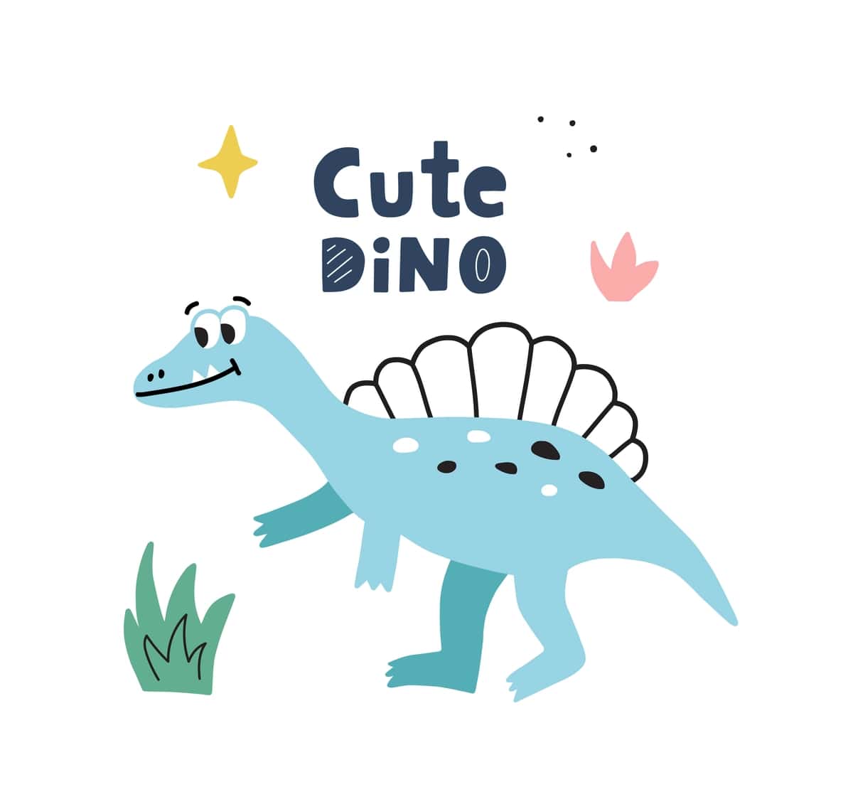 Dinozavr multfilmi qo'lda chizilgan uslubdagi yoqimli dino qo'lyozma harfi | Dinosaur cartoon hand drawn style cute dino handwritten lettering 1