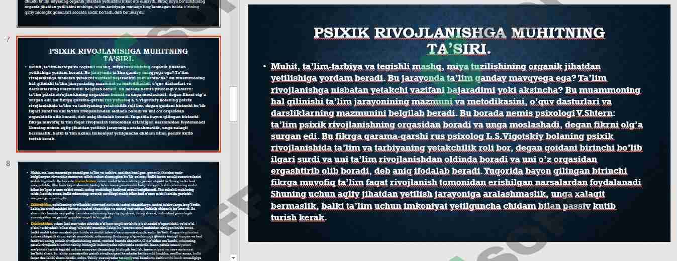 psixik rivojlanishning asosiy qonuniyatlari. 2