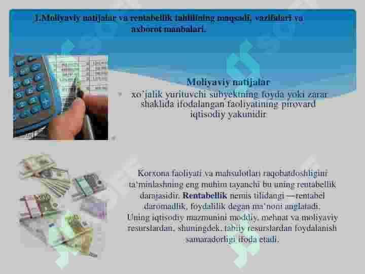 Molyaviy natijalar va rentabellik tahlili 2