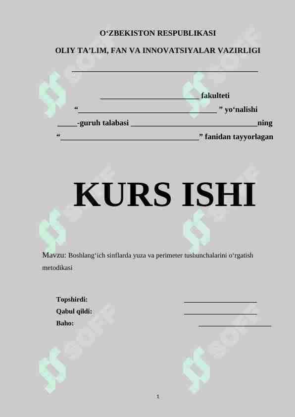 Boshlang‘ich sinflarda yuza va perimeter tushunchalarini o‘rgatish metodikasi 1