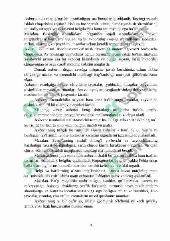 Axborot haqida tushuncha, uning turlari, xususiyatlari 3