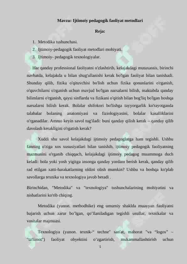 Ijtimoiy pedagogik faoliyat metodlari 1