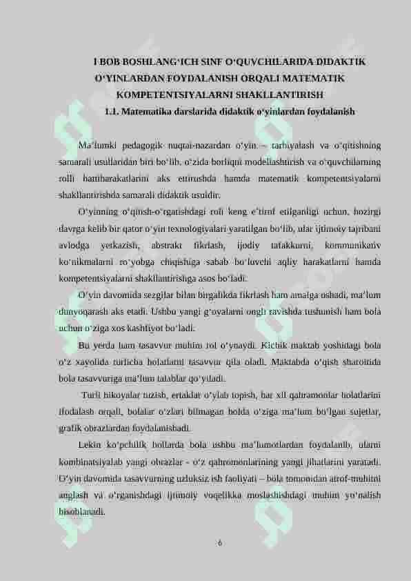 Matematik o‘yinlardan foydalanib maktabgacha ta’lim va boshlang‘ich ta’lim uzviyligini ta’minlashning nazariy asoslari 6