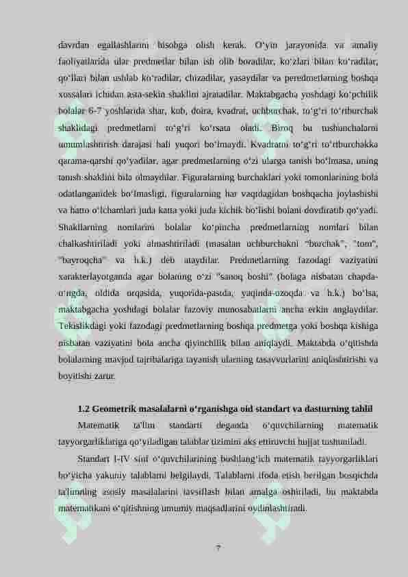 Geometrik mazmundagi masalalar va ularni o‘rgatish metodikasi (1-4 sinflar) 7