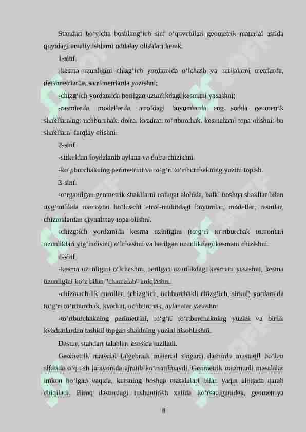 Geometrik mazmundagi masalalar va ularni o‘rgatish metodikasi (1-4 sinflar) 8