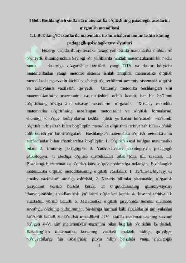 Boshlang‘ich sinflarda matematika o‘qitishning psixologik asoslarini o‘rganish metodikasi 5