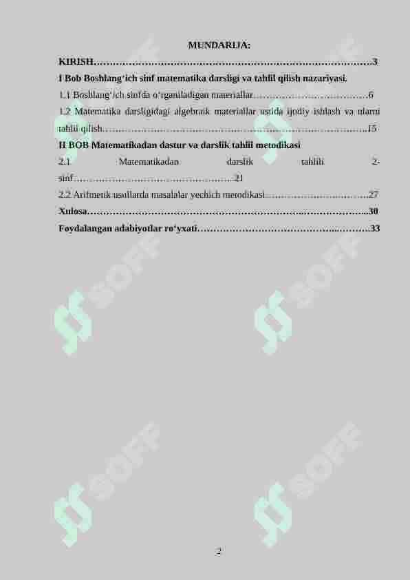Boshlang‘ich sinf matematika darsligi ustida ishlash va darslikni tahlil qilish metodikasi (1-2 sinflar) 2
