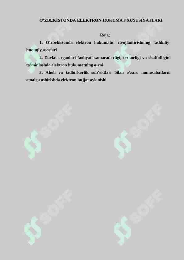 O'ZBEKISTONDA ELEKTRON HUKUMAT XUSUSIYATLARI 1