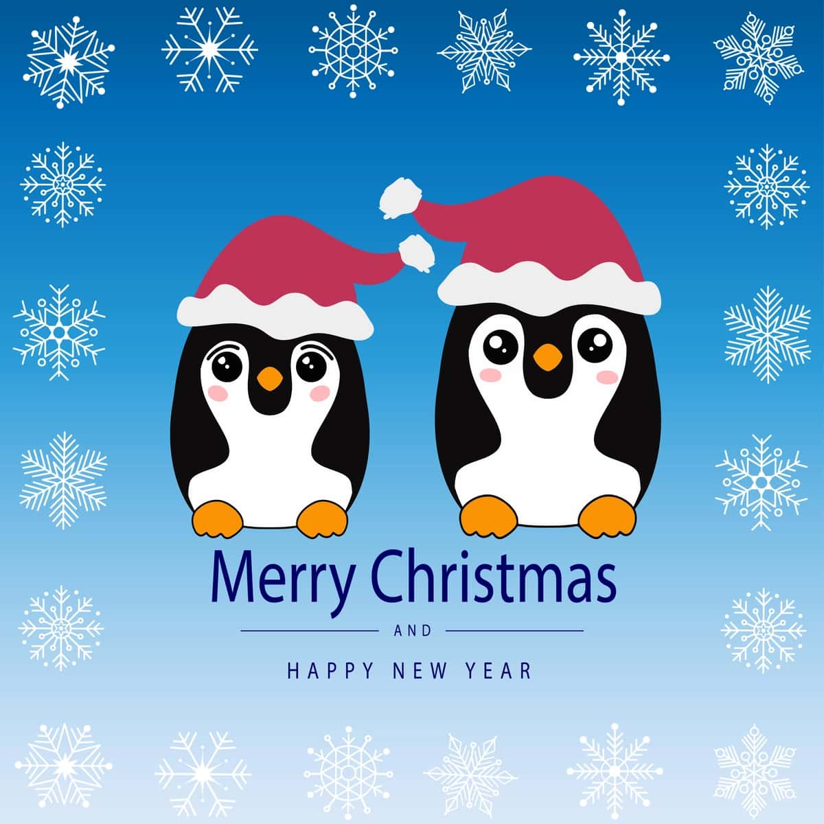 Chiroyli Rojdestvo kartasi yoqimli pingvinlar uslubidagi Kawaii | Beautiful christmas card cute penguins style kawaii 1