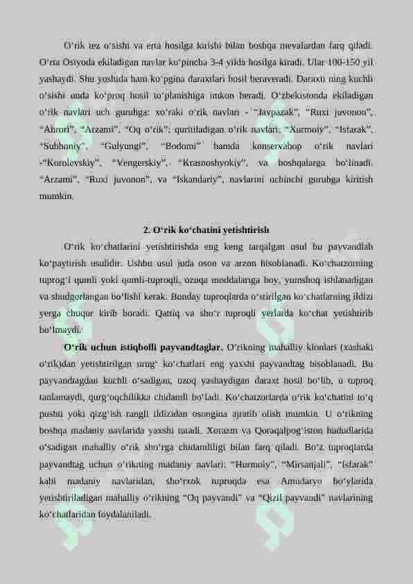 O'rik yetishtirishning agrotexnik xususiyatlari 3