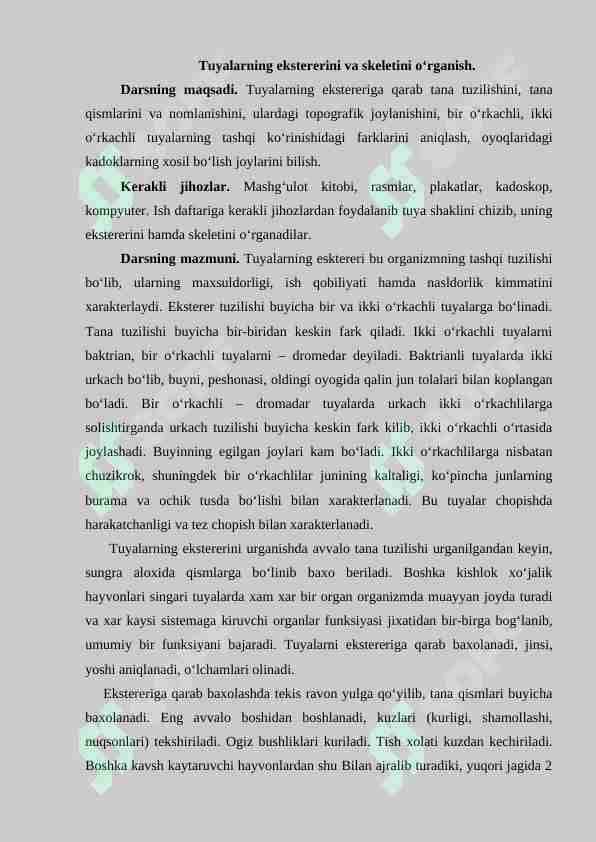 Tuyalarning ekstererini va skeletini o‘rganish 1