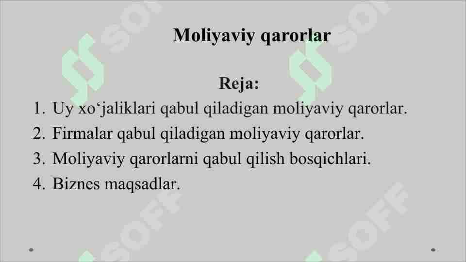 Moliyaviy qarorlar