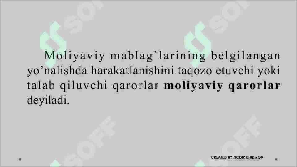 Moliyaviy qarorlar 2