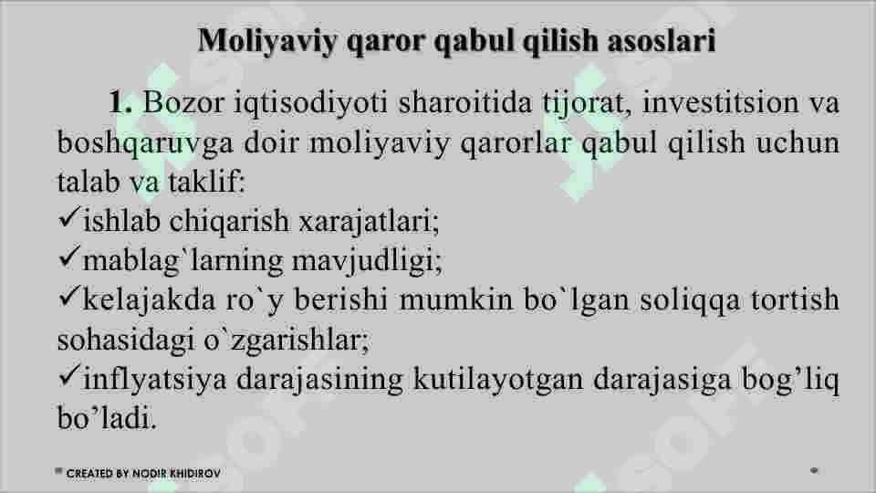 Moliyaviy qarorlar 3