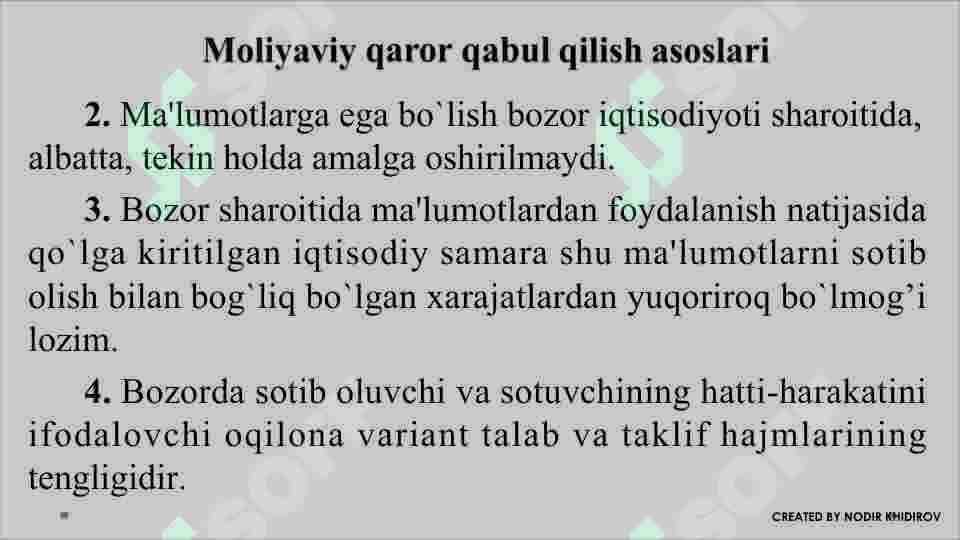 Moliyaviy qarorlar 4