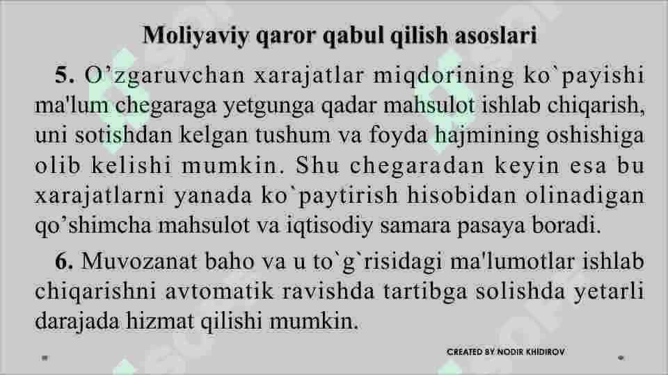 Moliyaviy qarorlar 5