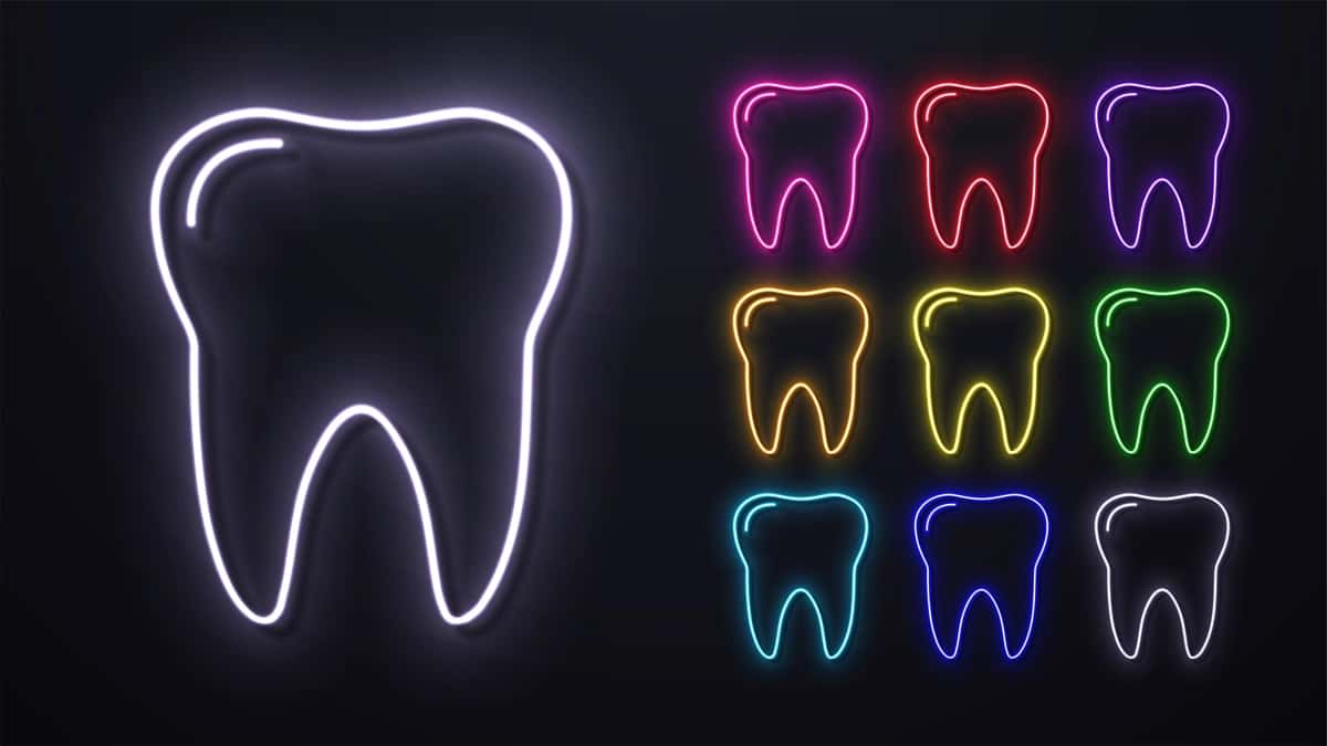 Ildiz bilan yorqin rangli porloq porloq neon tishlarni o'rnating | Set bright colorful shiny glossy neon teeth with root 1