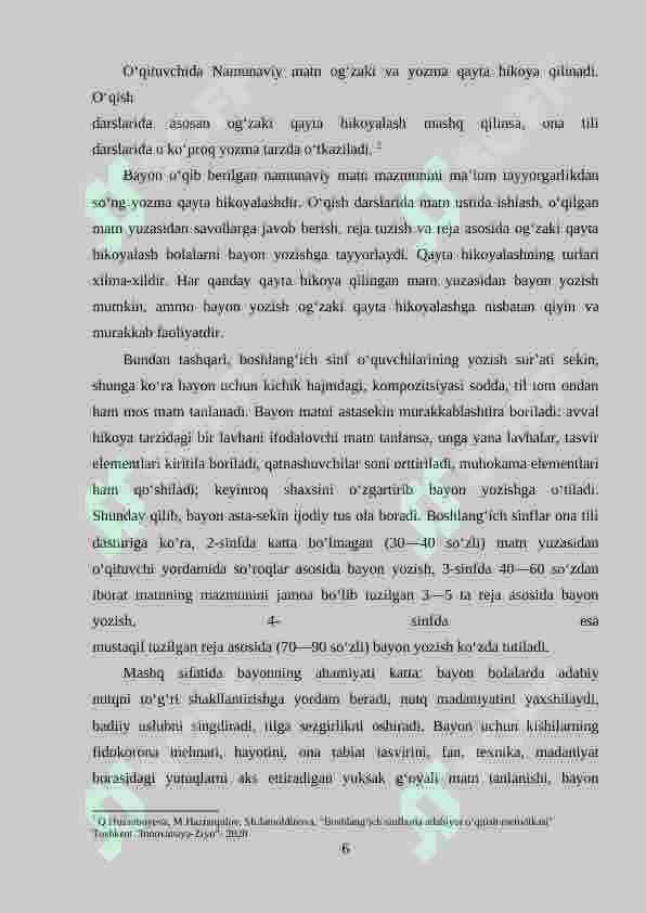 Boshlang‘ich ta'limda bayon olishning metodik jihatlari 6