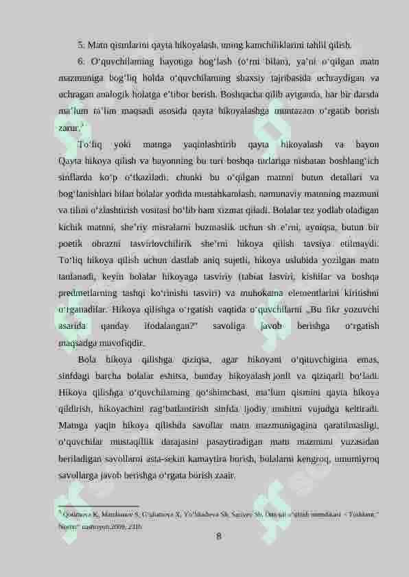 Boshlang‘ich ta'limda bayon olishning metodik jihatlari 8