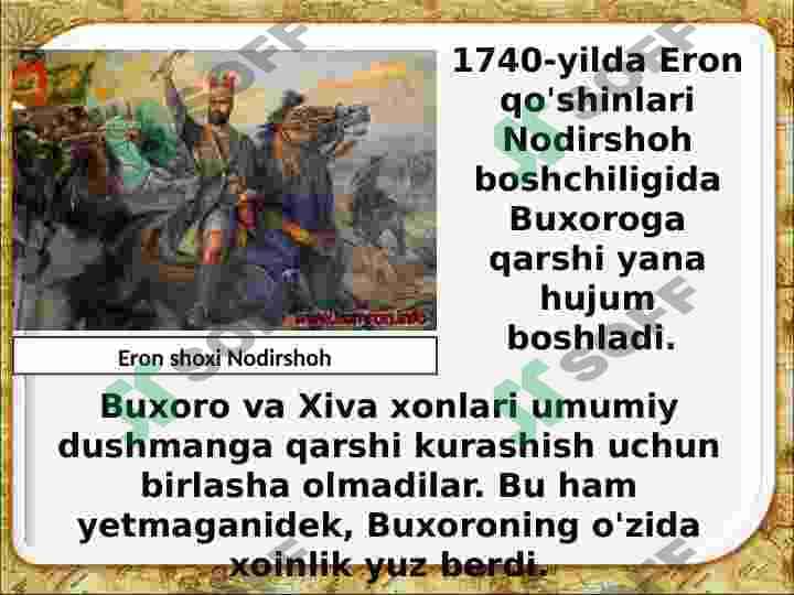 Buxoroda mang'itlar sulolasi hukmronligining o'rnatilishi Buxoro xonligining davlat mustaqilligini yo'qotishi 4